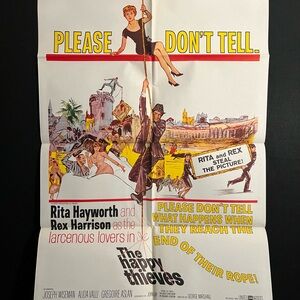 The Happy Thieves 1962  One Sheet Movie Poster Rita Hayworth, Rex Harrison